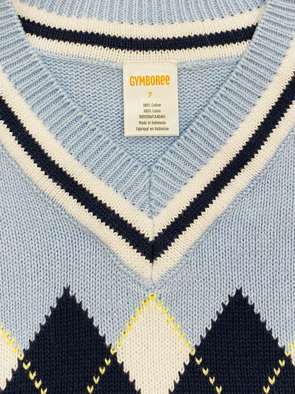 Gymboree Boys ‘Spring Jubilee’ Light Blue Argyle Sweater Vest with Socks Size 7